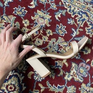 ASOS Design Beige Nude Square Toe Block Heels